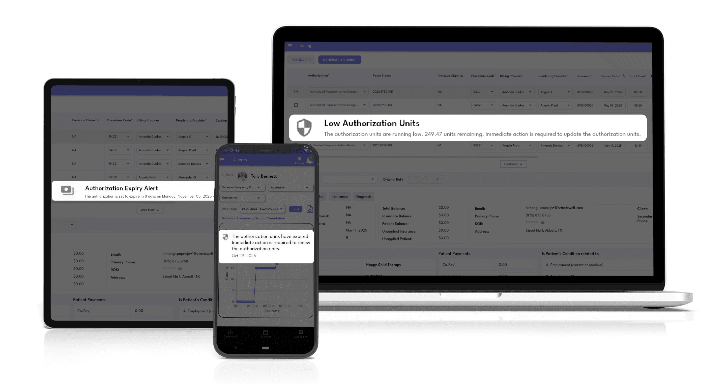 Document and template management in ABA authorization software